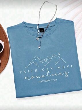 Matthew 17:20 Inspirational Tee • Faith Can Move Mountains size L / XL